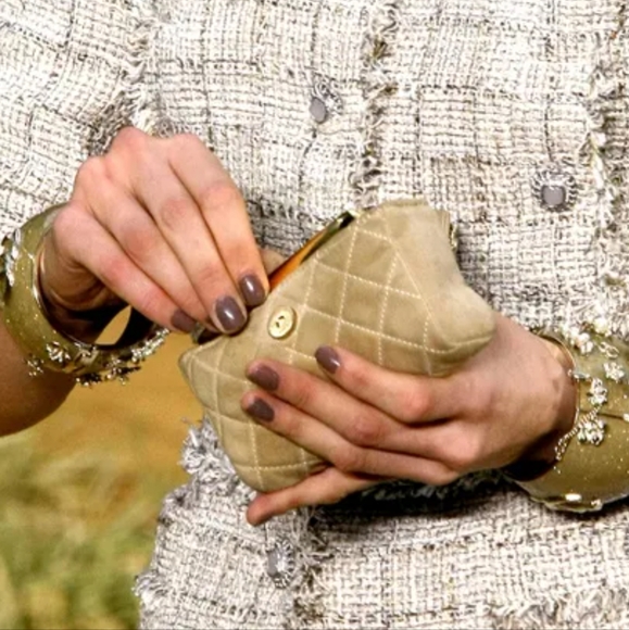 CHANEL | S/S 2010 Runway Quilted Leather Phone Case/Pouch w/Golden Cabochon flap
